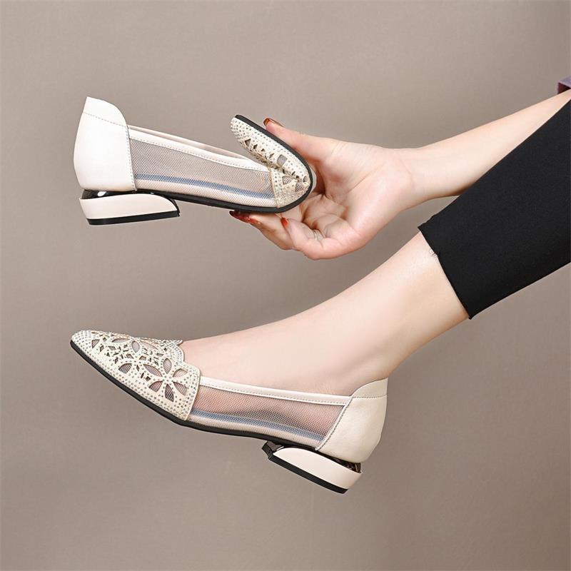 Women's Summer Soft Bottom Mesh Sandals with Chunky Heels