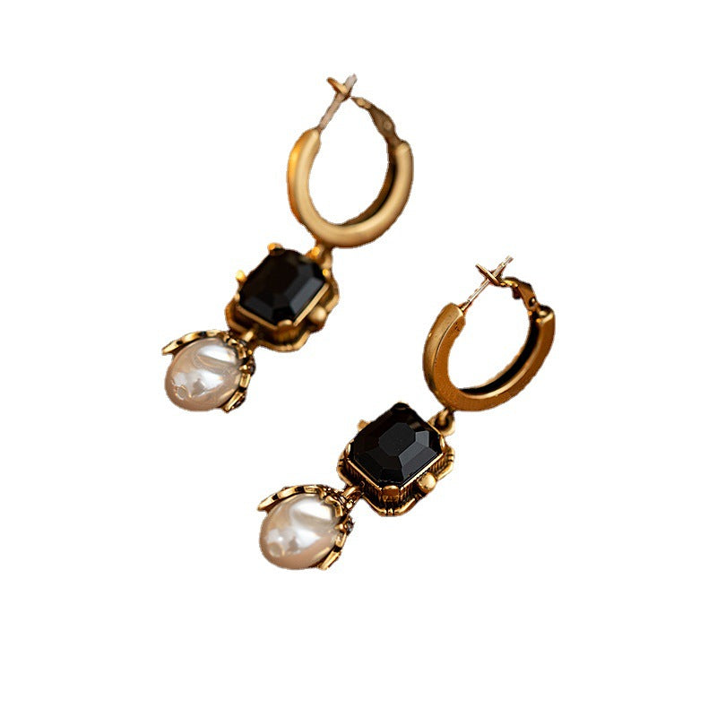 Vintage Gold Pearl Earrings for Women (Long Style)