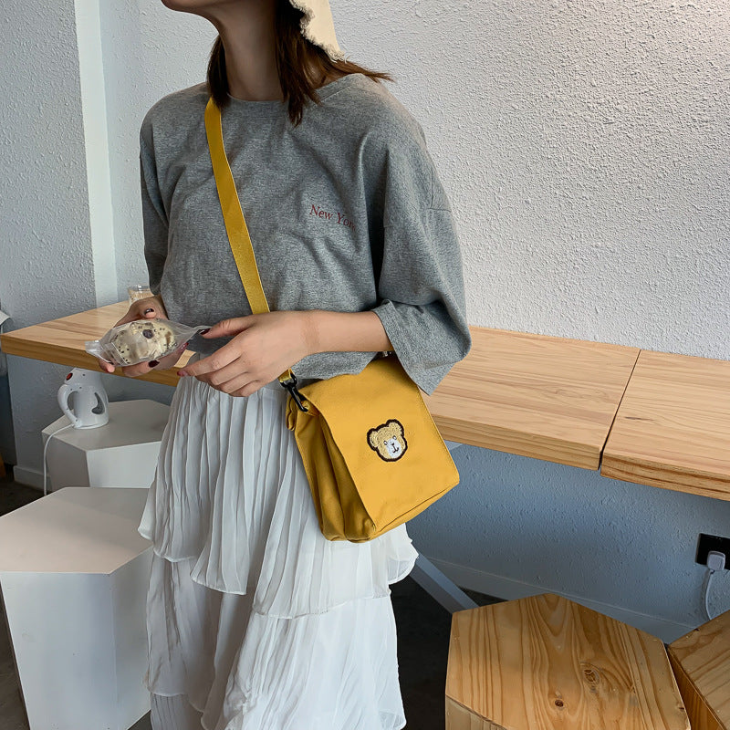 Japanese Style Crossbody Bag with Cute Bear Design