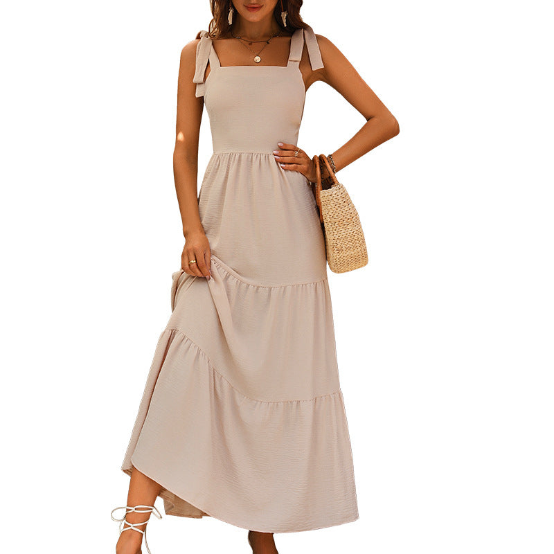 2024 Summer New Women's Backless Solid Dress