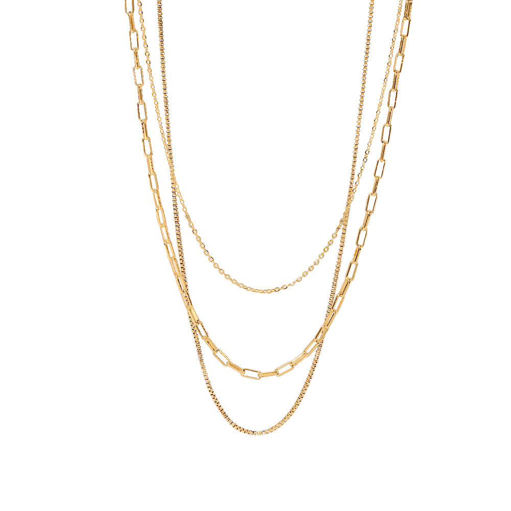 Vintage 18K Gold Plated Stainless Steel Layered Necklace