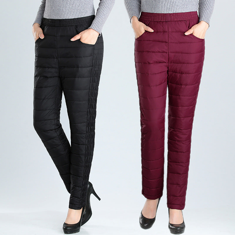 High-Waisted Thickened Plush Cotton Pants for Women