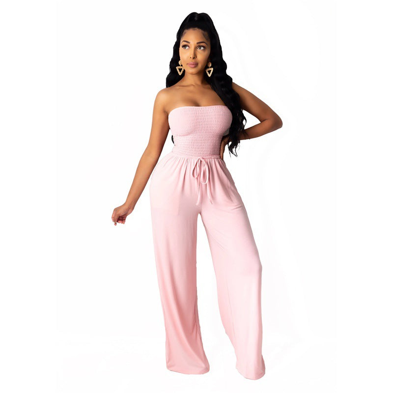 "9336 Women's Loose Solid Color Jumpsuit"