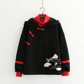 Women's Color Block Fleece Hooded Sweater with Buckle