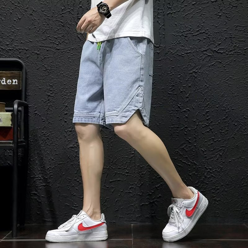 Men's Loose Fit Summer Denim Shorts with Elastic Waist