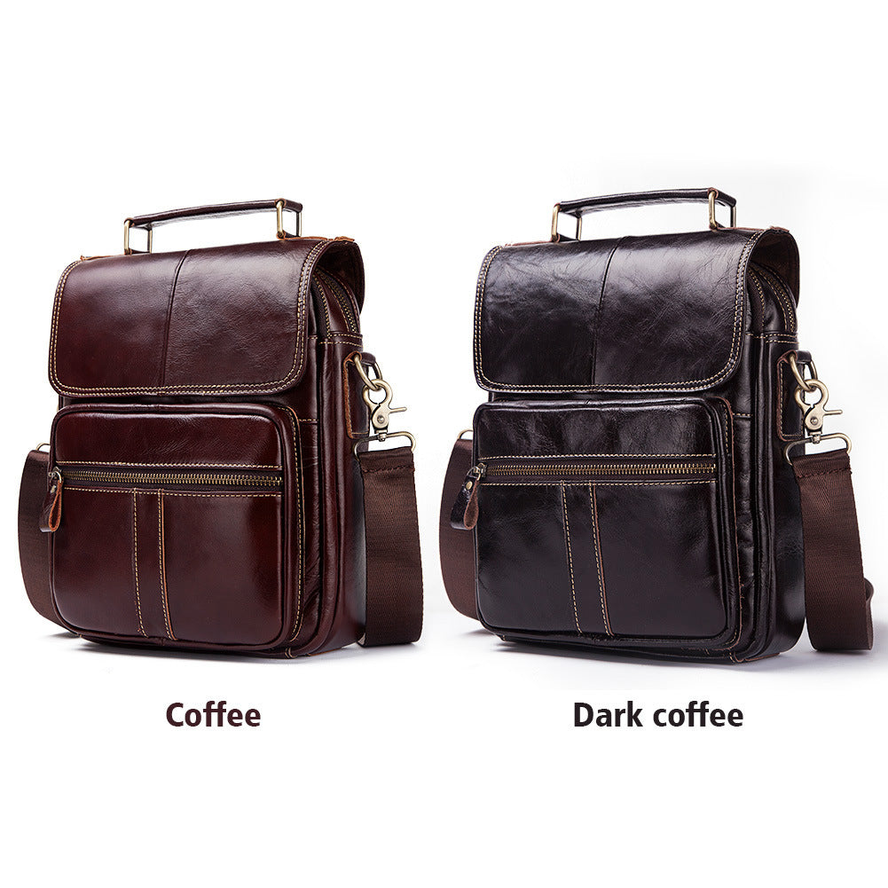 Men's Leather Business Shoulder Bag - Crossbody Backpack