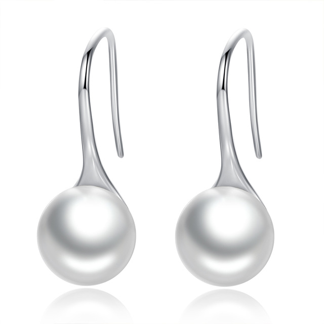 Women's Silver Pearl Earrings with Shell Studs
