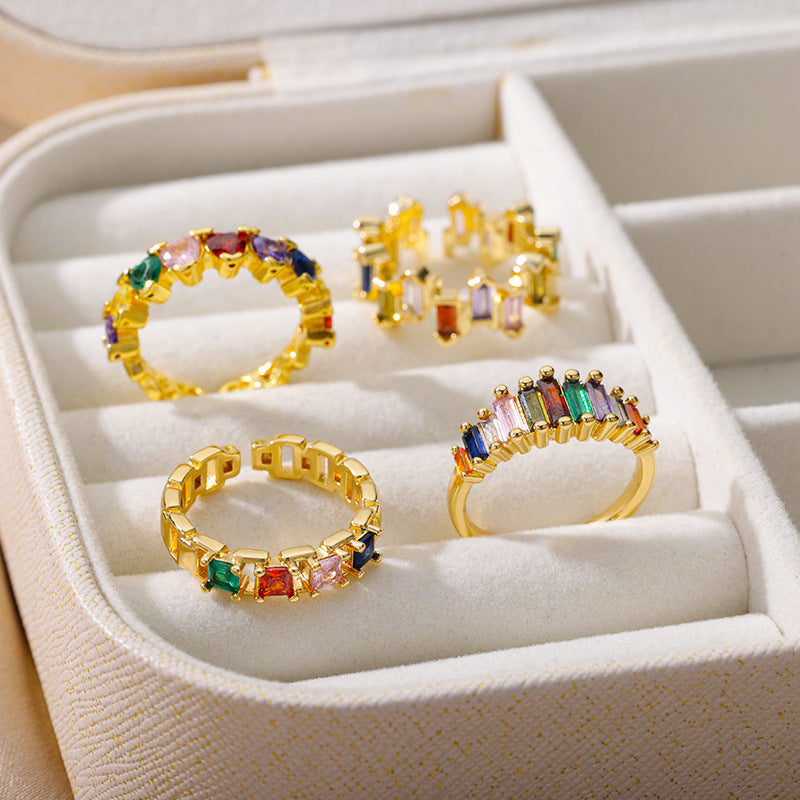 Trendy Geometric Zirconia Stackable Ring Jewelry