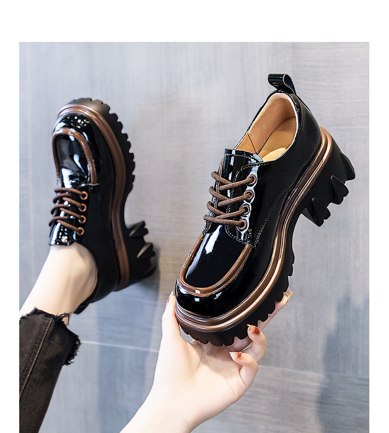 "Trendy Color Block Chunky Heeled Loafers for Women"