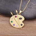 Creative Palette Pendant Necklace and Earrings Set