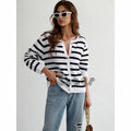 2022 Autumn Winter Striped Loose Knit Cardigan for Women
