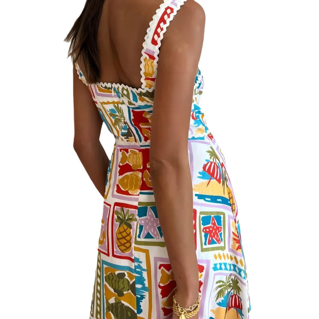 Fashionable Graffiti Lace Strapless Dress for Women