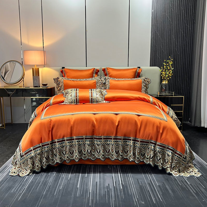 Luxury Belle Series Silk Cotton Bedding Set (4 Pieces)