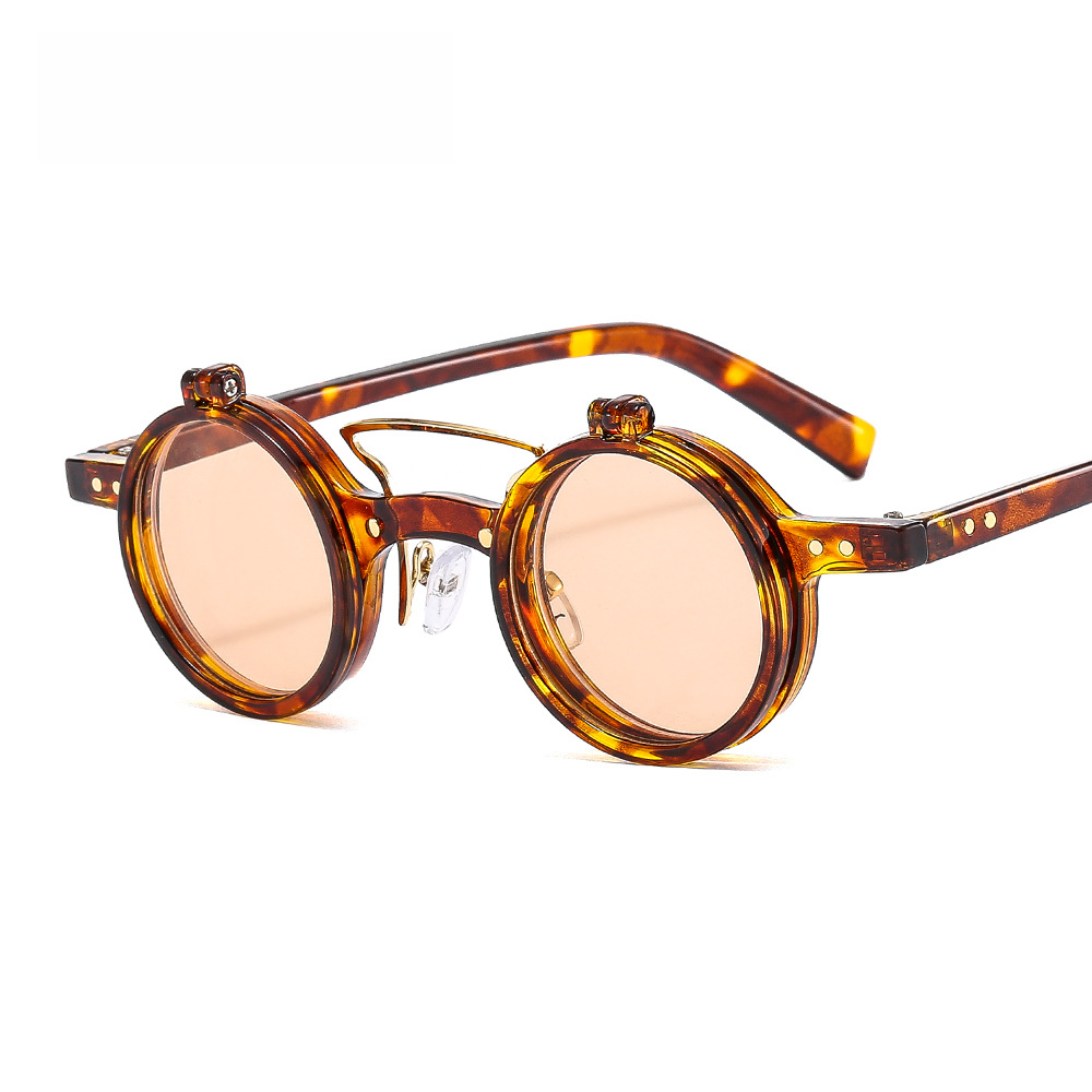T307 Punk Round Frame Double-Layer Sunglasses