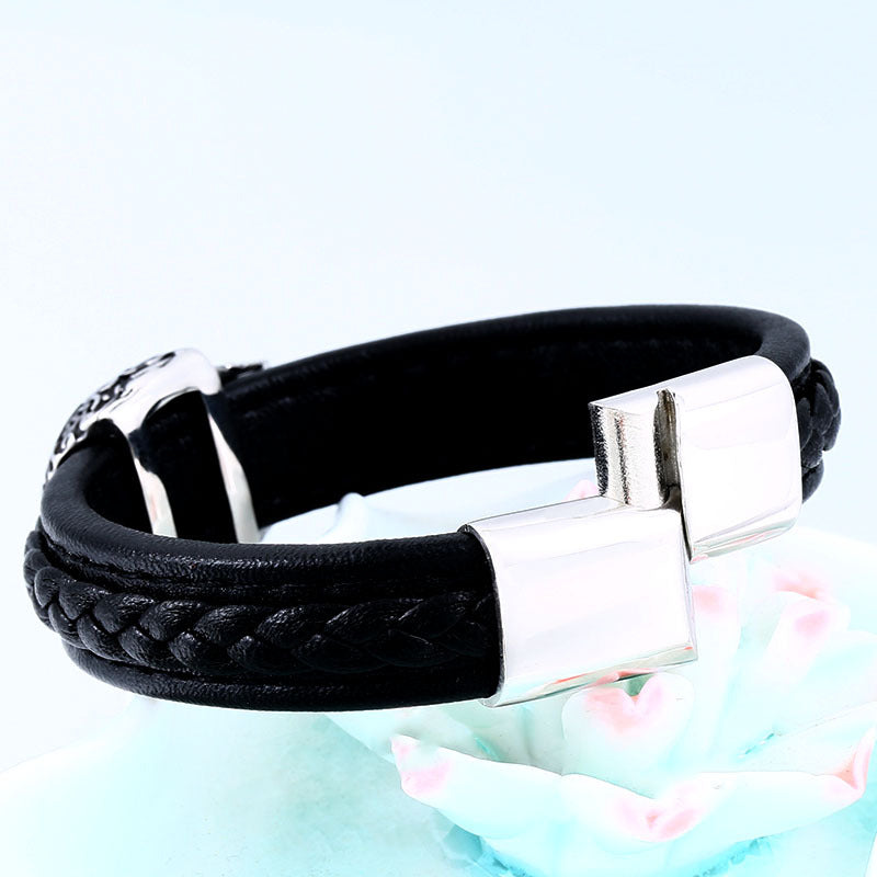 Beier Punk Titanium Steel Skull Bracelet for Men