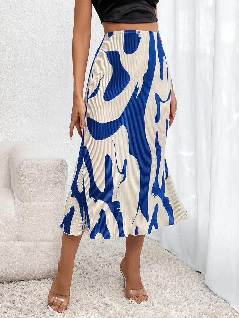 New Floral Print Women's Midi Skirt