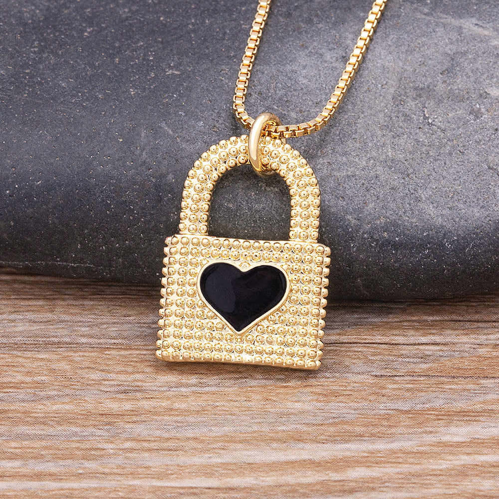 18K Gold-Plated Heart Lock Drip Oil Necklace