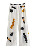 New Women's High-Waisted Pocket Print Trousers 7521251