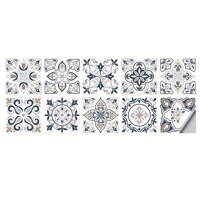 10pcs Vintage Tile Stickers for Bathroom & Kitchen Decor