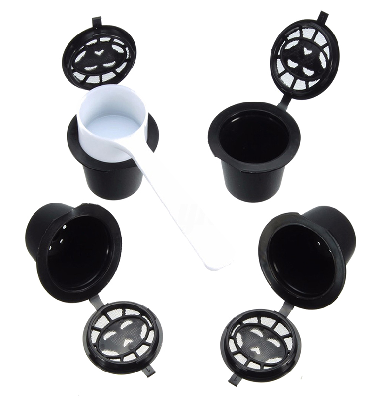 Reusable Coffee Capsule Set with Coffee Spoon (4 Pieces)