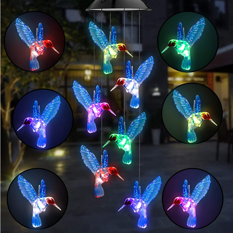 Outdoor Solar LED Wind Chime Light - Hummingbird Design