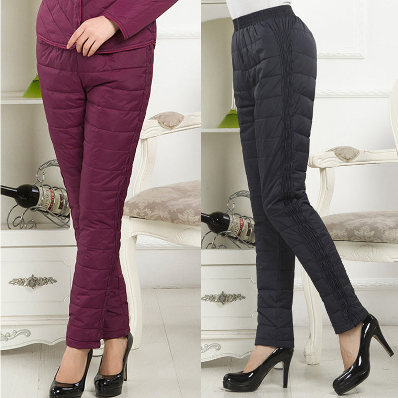 High-Waisted Thickened Plush Cotton Pants for Women