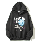 Retro High Street Hip Hop Cartoon Foam Print Hoodie
