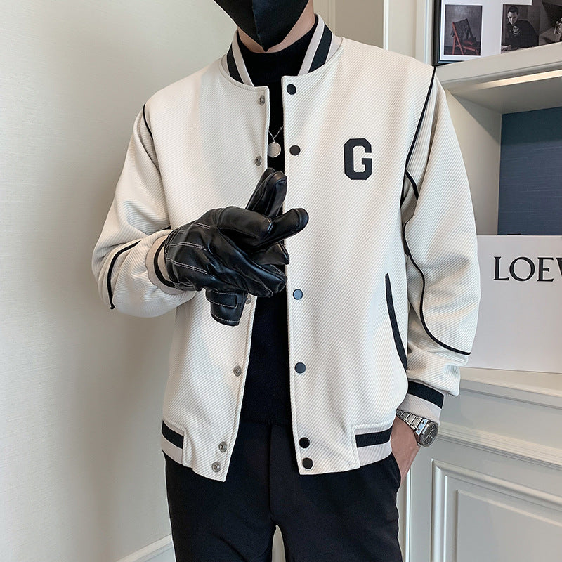 Trendy Men's Long Sleeve Jacket with Lapel Collar