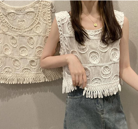 Vintage Ethnic Crochet Embroidered Summer Vest Top